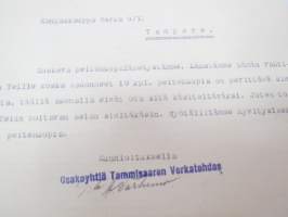 Osakeyhtiö Tammisaaren Verkatehdas, Tammisaari, 4.6.1952 - Suomen Sahanterätehdas Oy / Finska Sågblads Aktiebolag, Tampere -asiakirja -business document