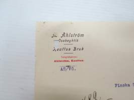 A. Ahlström Oy, Kauttua Bruk, Kauttua, 31.5.1917 - Suomen Sahanterätehdas Oy / Finska Sågblads Aktiebolag, Tampere -asiakirja -business document