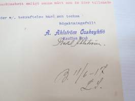 A. Ahlström Oy, Kauttua Bruk, Kauttua, 31.5.1917 - Suomen Sahanterätehdas Oy / Finska Sågblads Aktiebolag, Tampere -asiakirja -business document