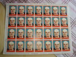 Winston Churchill, WWII, 2. maailmansota, täysi postimerkkiarkki, kookkaita postimerkkejä, Ajman, vuodelta 1972, harvinainen. Katso myös muut kohteeni mm. noin