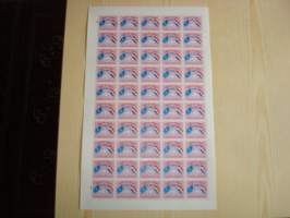 YK lippu ja Paraguayn lippu, Yhdistyneet Kansakunnat, 50 postimerkin postimerkkiarkki, Paraguay, vuodelta 1960, hieno. Katso myös muut kohteeni mm. noin 1200