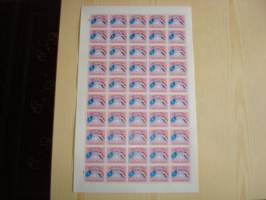 YK lippu ja Paraguayn lippu, Yhdistyneet Kansakunnat, 50 postimerkin postimerkkiarkki, Paraguay, vuodelta 1960, hieno. Katso myös muut kohteeni mm. noin 1200