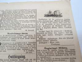 Hufvudstadsbladet Måndagen den 23 April 1866, innehåller bl.a följande artiklar / reklam / notiser; Rörande Mordattentat mot H.M:  Kejsaren ha vi..., Preussens