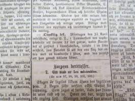 Hufvudstadsbladet Lördagen den 5 Maj 1866, innehåller bl.a följande artiklar / reklam / notiser; På börserna  råder stor panique, Herr Wohllebe - blinde