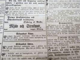 Hufvudstadsbladet Lördagen den 5 Maj 1866, innehåller bl.a följande artiklar / reklam / notiser; På börserna  råder stor panique, Herr Wohllebe - blinde