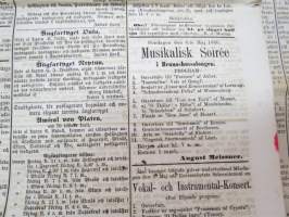 Hufvudstadsbladet Lördagen den 5 Maj 1866, innehåller bl.a följande artiklar / reklam / notiser; På börserna  råder stor panique, Herr Wohllebe - blinde