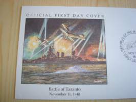 Battle of Taranto 1940, WWII, 2. maailmansota, Marshall Islands, 1990, ensipäiväkuori, FDC. Katso myös muut kohteeni mm. noin 1200 erilaista amerikkalaista