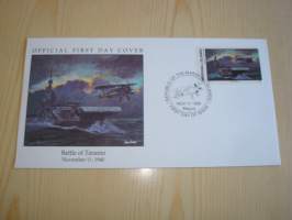 Battle of Taranto 1940, WWII, 2. maailmansota, Marshall Islands, 1990, ensipäiväkuori, FDC. Katso myös muut kohteeni mm. noin 1200 erilaista amerikkalaista