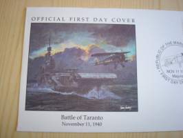 Battle of Taranto 1940, WWII, 2. maailmansota, Marshall Islands, 1990, ensipäiväkuori, FDC. Katso myös muut kohteeni mm. noin 1200 erilaista amerikkalaista