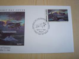 Battle of Taranto 1940, WWII, 2. maailmansota, Marshall Islands, 1990, ensipäiväkuori, FDC. Katso myös muut kohteeni mm. noin 1200 erilaista amerikkalaista