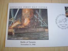Battle of Taranto 1940, WWII, 2. maailmansota, Marshall Islands, 1990, ensipäiväkuori, FDC. Katso myös muut kohteeni mm. noin 1200 erilaista amerikkalaista