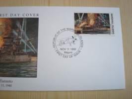 Battle of Taranto 1940, WWII, 2. maailmansota, Marshall Islands, 1990, ensipäiväkuori, FDC. Katso myös muut kohteeni mm. noin 1200 erilaista amerikkalaista