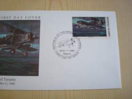 Battle of Taranto 1940, WWII, 2. maailmansota, Marshall Islands, 1990, ensipäiväkuori, FDC. Katso myös muut kohteeni mm. noin 1200 erilaista amerikkalaista
