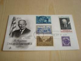 Dwight D. Eisenhower, WWII, 2. maailmansota, 1969, USA, ensipäiväkuori, FDC, 5 erilaista postimerkkiä. Katso myös muut kohteeni mm. noin 1200 erilaista