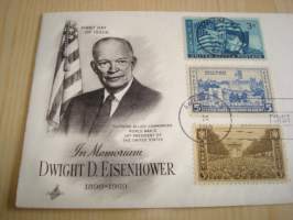 Dwight D. Eisenhower, WWII, 2. maailmansota, 1969, USA, ensipäiväkuori, FDC, 5 erilaista postimerkkiä. Katso myös muut kohteeni mm. noin 1200 erilaista