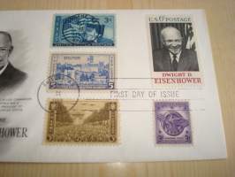 Dwight D. Eisenhower, WWII, 2. maailmansota, 1969, USA, ensipäiväkuori, FDC, 5 erilaista postimerkkiä. Katso myös muut kohteeni mm. noin 1200 erilaista