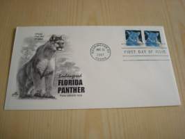 Florida Panther, 2007, USA, ensipäiväkuori, FDC, hieno. Katso myös muut kohteeni mm. noin 1200 erilaista amerikkalaista ensipäiväkuorta 1920-luvulta