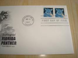 Florida Panther, 2007, USA, ensipäiväkuori, FDC, hieno. Katso myös muut kohteeni mm. noin 1200 erilaista amerikkalaista ensipäiväkuorta 1920-luvulta
