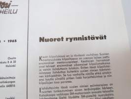 Moottoriurheilu 1965 nr 5, sis. mm. seuraavat artikkelit / kuvat, mainokset; Kansikuva Simca 1000, Jawa, Ruskeasanta, Neuvostoliiton kolmikko hallitsi Ruissalon