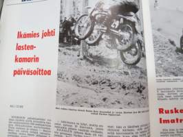 Moottoriurheilu 1965 nr 5, sis. mm. seuraavat artikkelit / kuvat, mainokset; Kansikuva Simca 1000, Jawa, Ruskeasanta, Neuvostoliiton kolmikko hallitsi Ruissalon