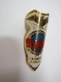 Jalo 2 - F. Klemetti, Forssa -polkupyörän keulamerkki / runkomerkki -bicycle emblem / badge