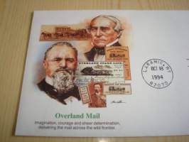 Overland Mail, Villi Länsi, Wild West, 1994, USA, ensipäiväkuori, FDC, hieno. Katso myös muut kohteeni mm. noin 1200 erilaista amerikkalaista ensipäiväkuorta