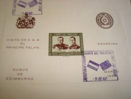 Prinssi Felipen vierailu, 1962, Paraguay, ensipäivänkuori, FDC. Katso myös muut kohteeni mm. noin 1200 erilaista amerikkalaista ensipäiväkuorta 1920-luvulta