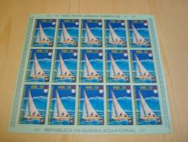 1972 München kesäolympialaiset, purhjehdus, Päiväntasaajan Guinea, täysi postimerkkiarkki, 15 postimerkkiä, käyttämätön. Katso myös muut kohteeni mm.