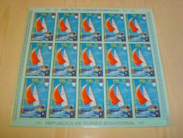 1972 München kesäolympialaiset, purjehdus, Päiväntasaajan Guinea, täysi postimerkkiarkki, 15 postimerkkiä, käyttämätön. Katso myös muut kohteeni mm. noin