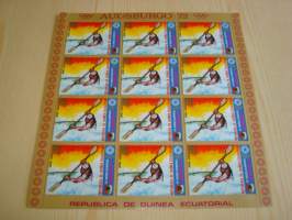 1972 München kesäolympialaiset, koskimelonta, Päiväntasaajan Guinea, täysi postimerkkiarkki, 12 postimerkkiä, käyttämätön. Katso myös muut kohteeni mm.