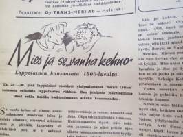 Suomen Kuvalehti 1946 nr 12, ilmestynyt 23.3.1946, sis. mm. seur. artikkelit / kuvat / mainokset; Kansikuva &quot;Kelkka liukuu&quot;, Hautakivikeskus, Amerikkalainen