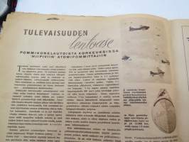 Suomen Kuvalehti 1946 nr 12, ilmestynyt 23.3.1946, sis. mm. seur. artikkelit / kuvat / mainokset; Kansikuva &quot;Kelkka liukuu&quot;, Hautakivikeskus, Amerikkalainen