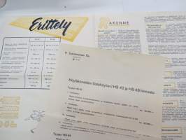 H. Saastamoinen Oy - Kuopio, nelikutteriset höyläkoneet (listahöylät) HS 42, HS 43 -myyntiesite / brochure