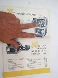H. Saastamoinen Oy - Kuopio, nelikutteriset höyläkoneet (listahöylät) HS 42, HS 43 -myyntiesite / brochure