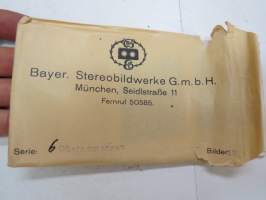 Bayerische Stereobildwerke G.m.b.H., München - Serie 6. Oberammergau - stereokuvasarja alkuperäisessä pussissaan, steroscopic pictures / photographs, original
