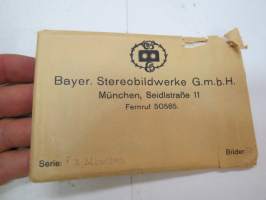 Bayerische Stereobildwerke G.m.b.H., München - Serie 1. München - stereokuvasarja alkuperäisessä pussissaan, steroscopic pictures / photographs, original paper