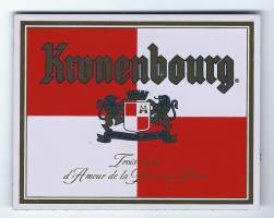 Kronenbourg - 2-puolinen ikkunamainos tarra peltiä 8x10 cm käyttämätön