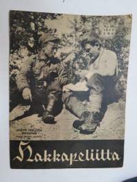 Hakkapeliitta 1943 nr 28, sis. mm. seur. artikkelit / kuvat / mainokset; Sotatilannekatsaus, Kesäinen tuokiokuva etulinjoilta, Telttasauna, Bismarck