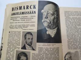 Hakkapeliitta 1943 nr 28, sis. mm. seur. artikkelit / kuvat / mainokset; Sotatilannekatsaus, Kesäinen tuokiokuva etulinjoilta, Telttasauna, Bismarck