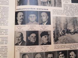Hakkapeliitta 1943 nr 28, sis. mm. seur. artikkelit / kuvat / mainokset; Sotatilannekatsaus, Kesäinen tuokiokuva etulinjoilta, Telttasauna, Bismarck