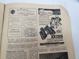 Hakkapeliitta 1943 nr 28, sis. mm. seur. artikkelit / kuvat / mainokset; Sotatilannekatsaus, Kesäinen tuokiokuva etulinjoilta, Telttasauna, Bismarck