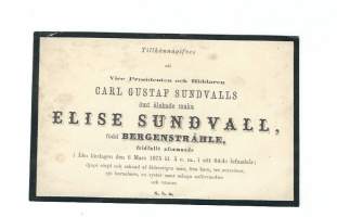 Vice Presidenten och Riddaren Sundsvalls maka  hautajaiskutsu 1875