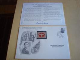 2. maailmansota, WWII, Hitler Issues &quot;Nero&quot; Decree, 50th Anniversary World War Commemorative Cover, 1945-1995, kuori + kortti, harvinaisempi versio, hieno. Katso