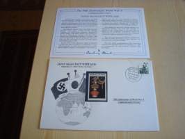 2. maailmansota, WWII, Japan Signs Pact with Axis, 50th Anniversary World War Commemorative Cover, 1940-1990, kuori + kortti, harvinaisempi versio, hieno. Katso