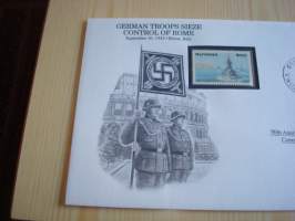 2. maailmansota, WWII, German Troops Seize Control of Rome, 50th Anniversary World War Commemorative Cover, 1943-1993, kuori + kortti, harvinaisempi versio, hieno.