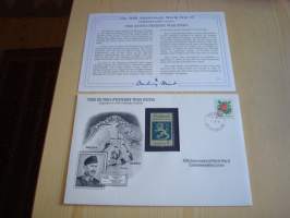 2. maailmansota, WWII, The Russo-Finnish War Ends, Mannerheim, 50th Anniversary World War Commemorative Cover, 1944-1994, kuori + kortti, harvinaisempi versio,