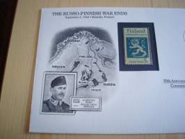 2. maailmansota, WWII, The Russo-Finnish War Ends, Mannerheim, 50th Anniversary World War Commemorative Cover, 1944-1994, kuori + kortti, harvinaisempi versio,