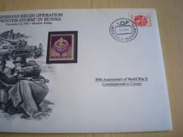 2. maailmansota, WWII, Germans Begin Operation &quot;Winter Storm&quot; in Russia, 50th Anniversary World War Commemorative Cover, 1942-1992, kuori + kortti, harvinaisempi