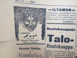 Lahti nr 67, ilmestynyt 6.5.1909 -sanomalehti / newspaper