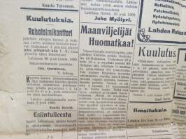 Lahti nr 67, ilmestynyt 6.5.1909 -sanomalehti / newspaper